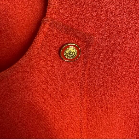 Evan Picone Bright Orange Wool Military Sheath Wiggle Dress Size 4 - Picture 5 of 7